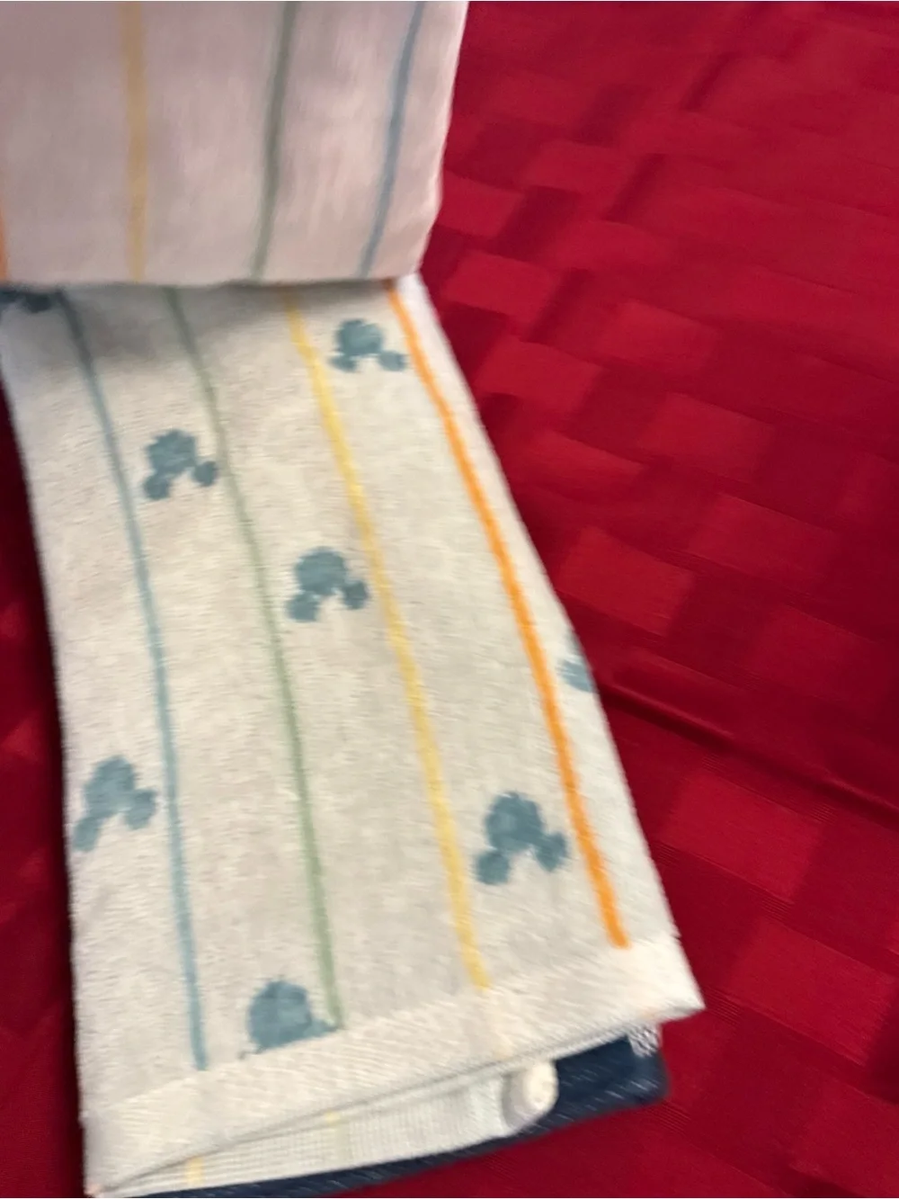 Disney Mickey Mouse Striped bath Towel - Cream with Multicolor Stripes